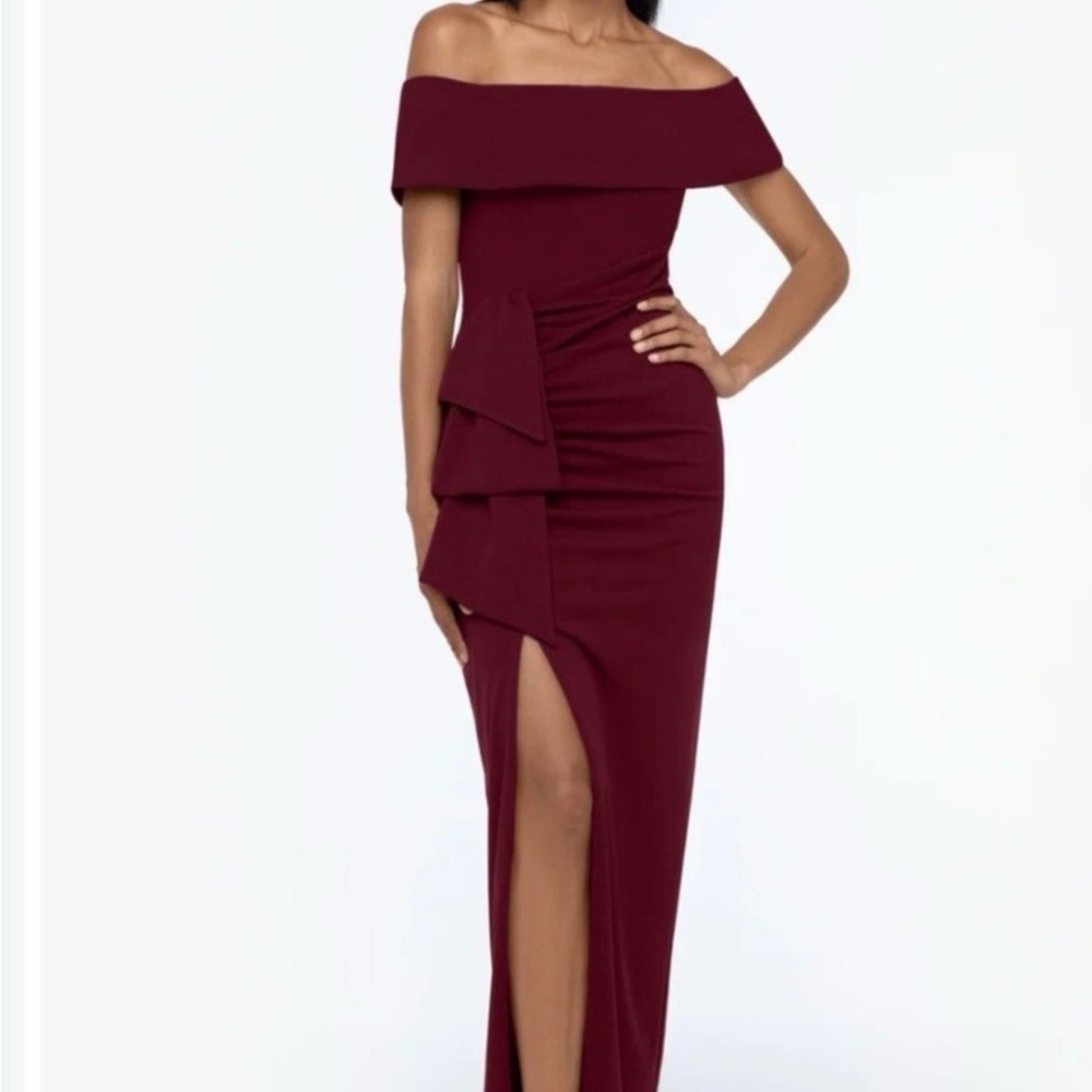 NEW - Xscape Strapless Wine Red Dress (size 8)